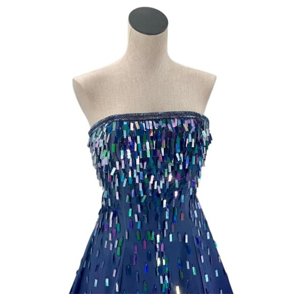 Stunning Couture Navy Sequined Night Sky Ball Gown - Picture 3 of 9